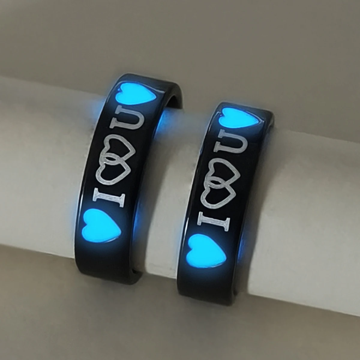 2 unids/set de anillos luminosos de pareja de corazón a corazón, anillos de compromiso de amor de moda para mujer