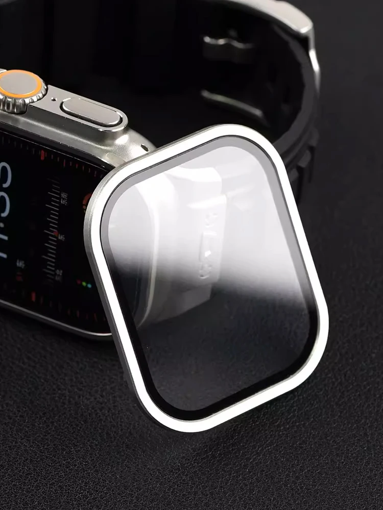 Металлический защитный чехол для экрана Apple Watch Ultra2 49 мм, аксессуары, рамка из алюминиевого сплава + закаленное стекло HD iWatch Ultra 2