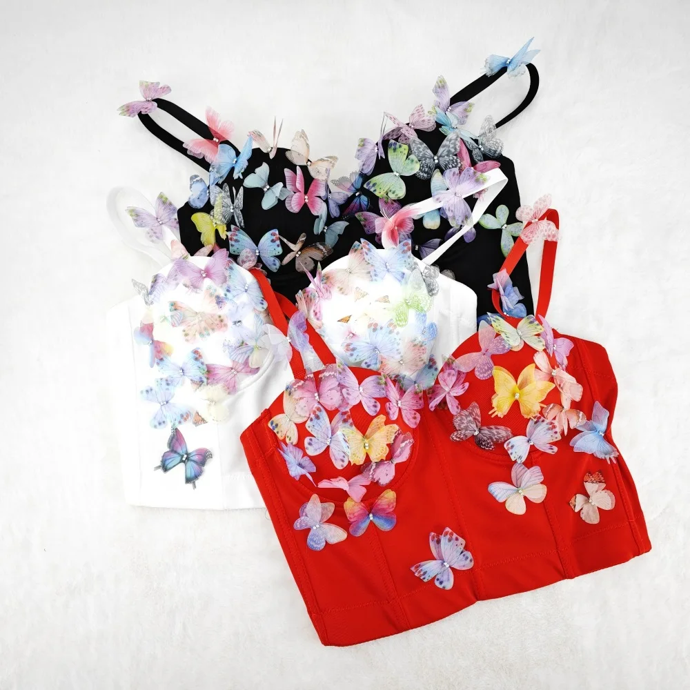 فراشة هيكل السمكة عطلة نمط بوستير الظهر مثير الرسن الصدرية الأشرطة قابل للتعديل الخصر رقيقة حار فتاة تانك القمم