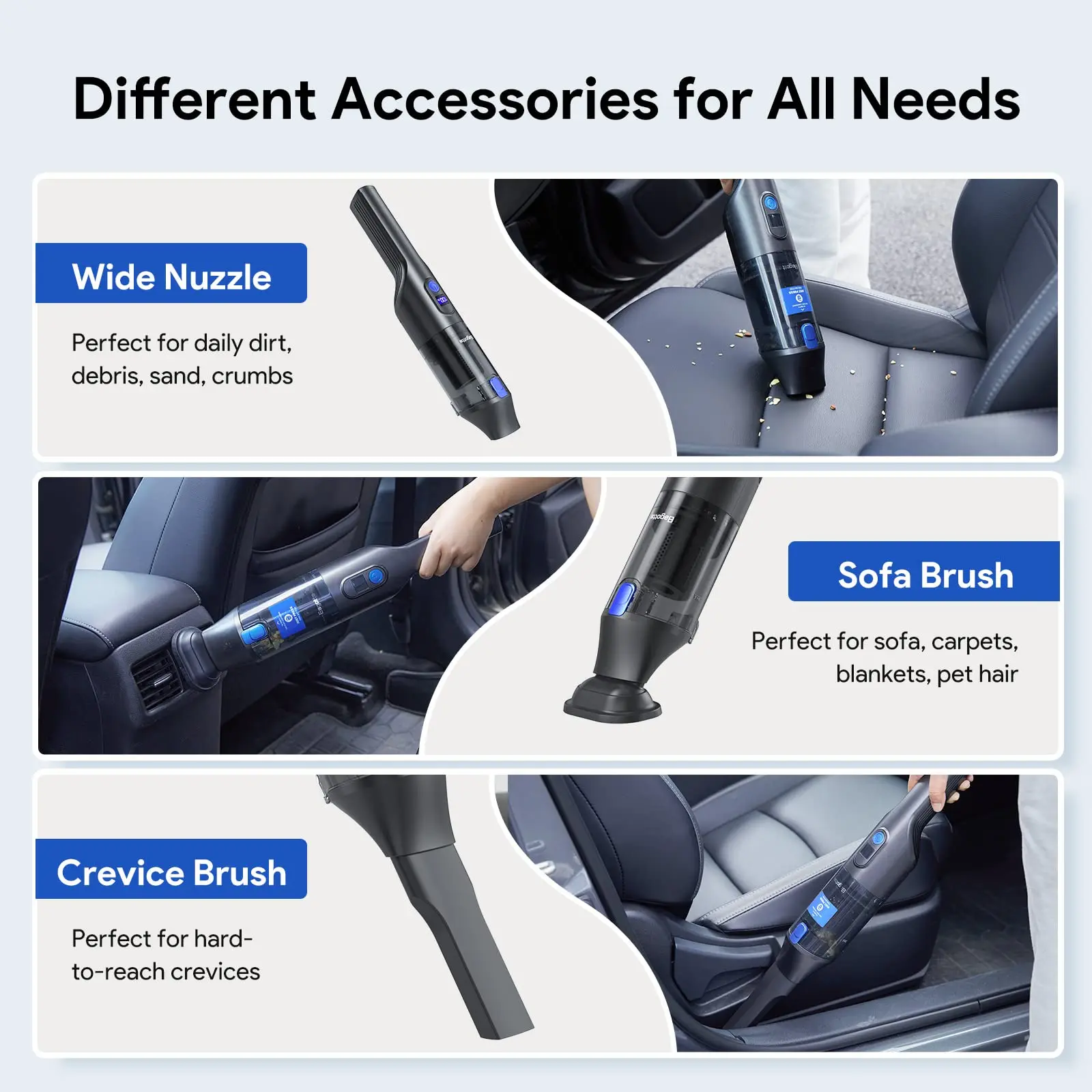 Bagotte BHV20 portátil 20KPa recargable inalámbrico Mini aspiradoras de mano de alta potencia aspiradora de mano inalámbrica para coche