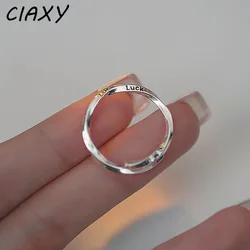 CIAXY Spiral Twisted Mobius Rings for Women Adjustable Luck Letter Ring Retro Thai Silver Jewelry