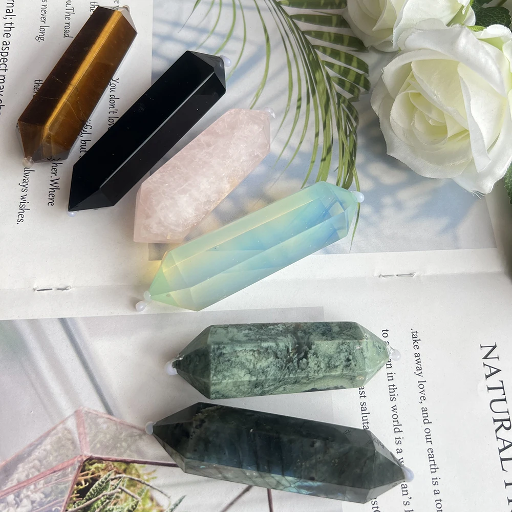 

1PC Natural Crystal Stone Hexagonal Double Terminated Points Wand Meditation Reiki Healing Stone Wicca DIY Crystal Jewelry Gift