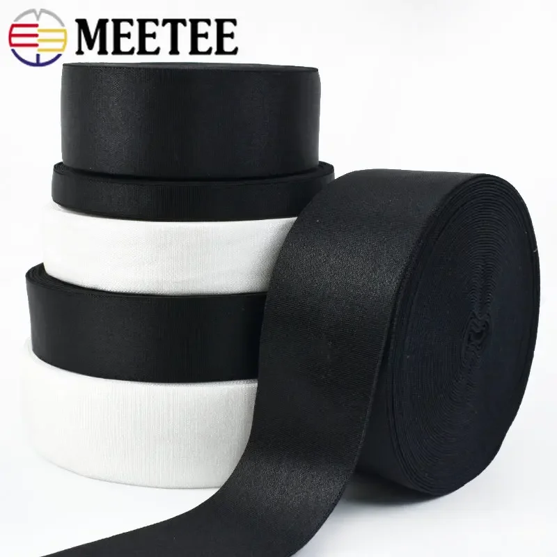 Meetee 5/10 meters 10-40mm Nylon Elastic Bands Soft Underwear Stretch Strap Garment Decor Rubber Band DIY Underwears Accessories