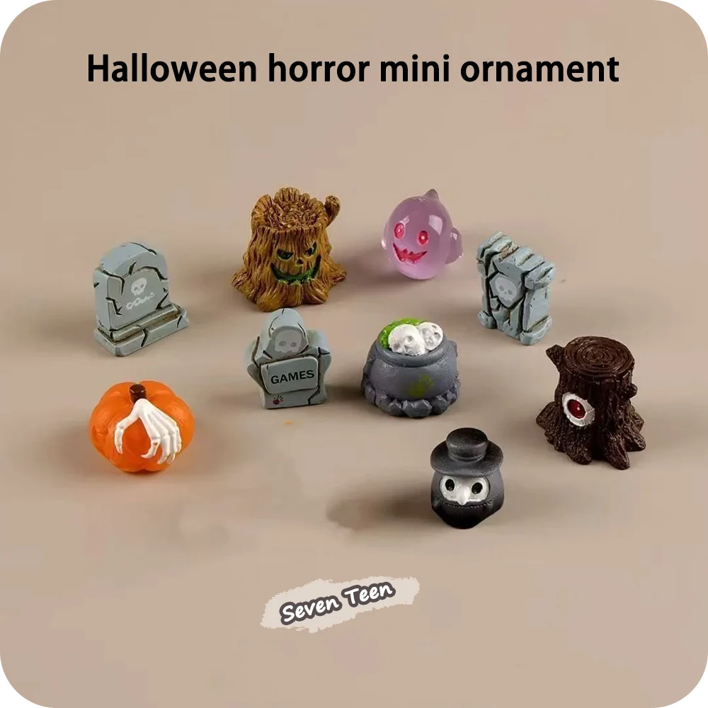 Halloween Micro Landscape Crystal Ball Decor Accessories Faceless Ghost Pumpkin Resin Mini Ornaments
