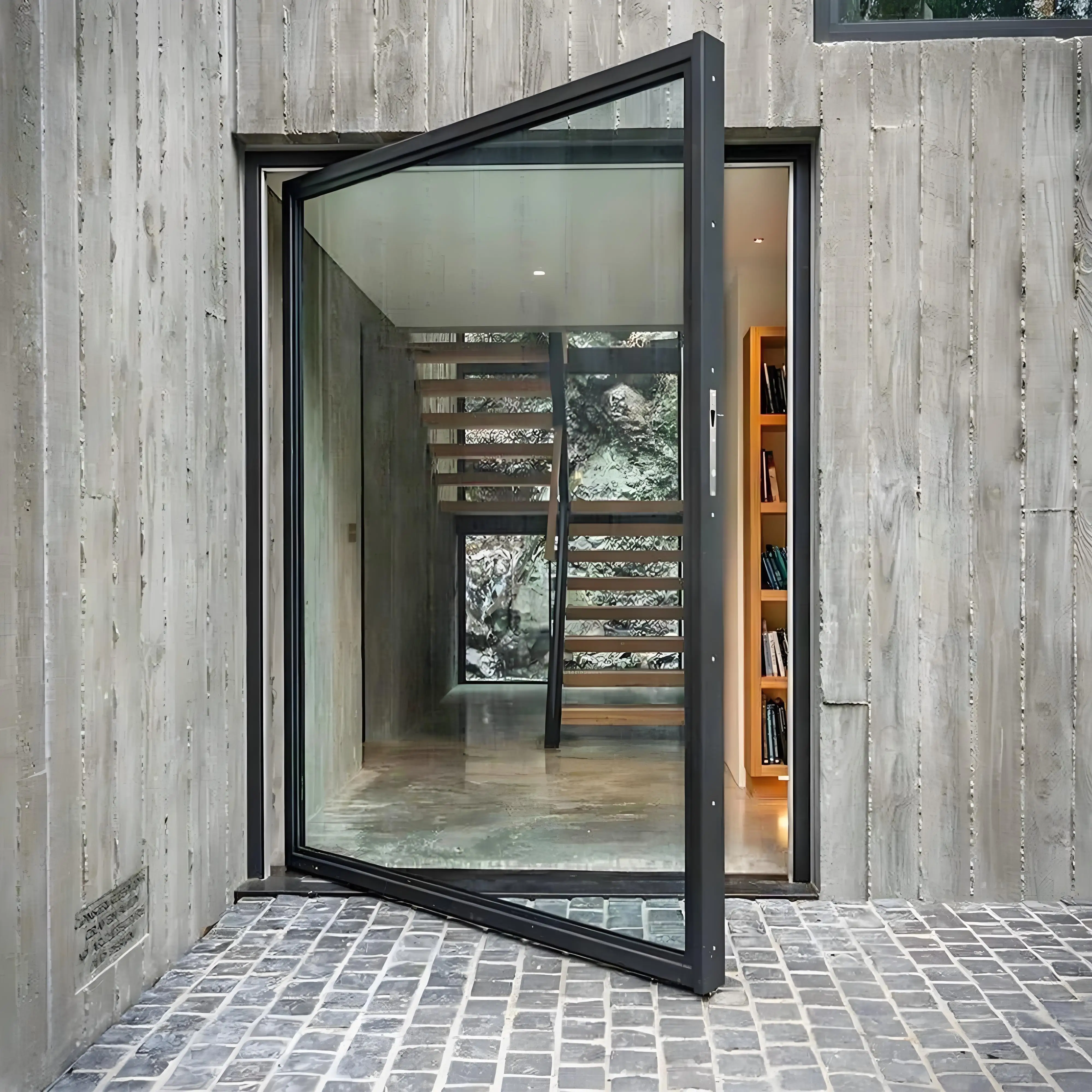 

Sixinalu Pivot Door Exterior Front Entrance Casement Door for House Double Glaszed Aluminum Alloy Profile Custom Home Decor