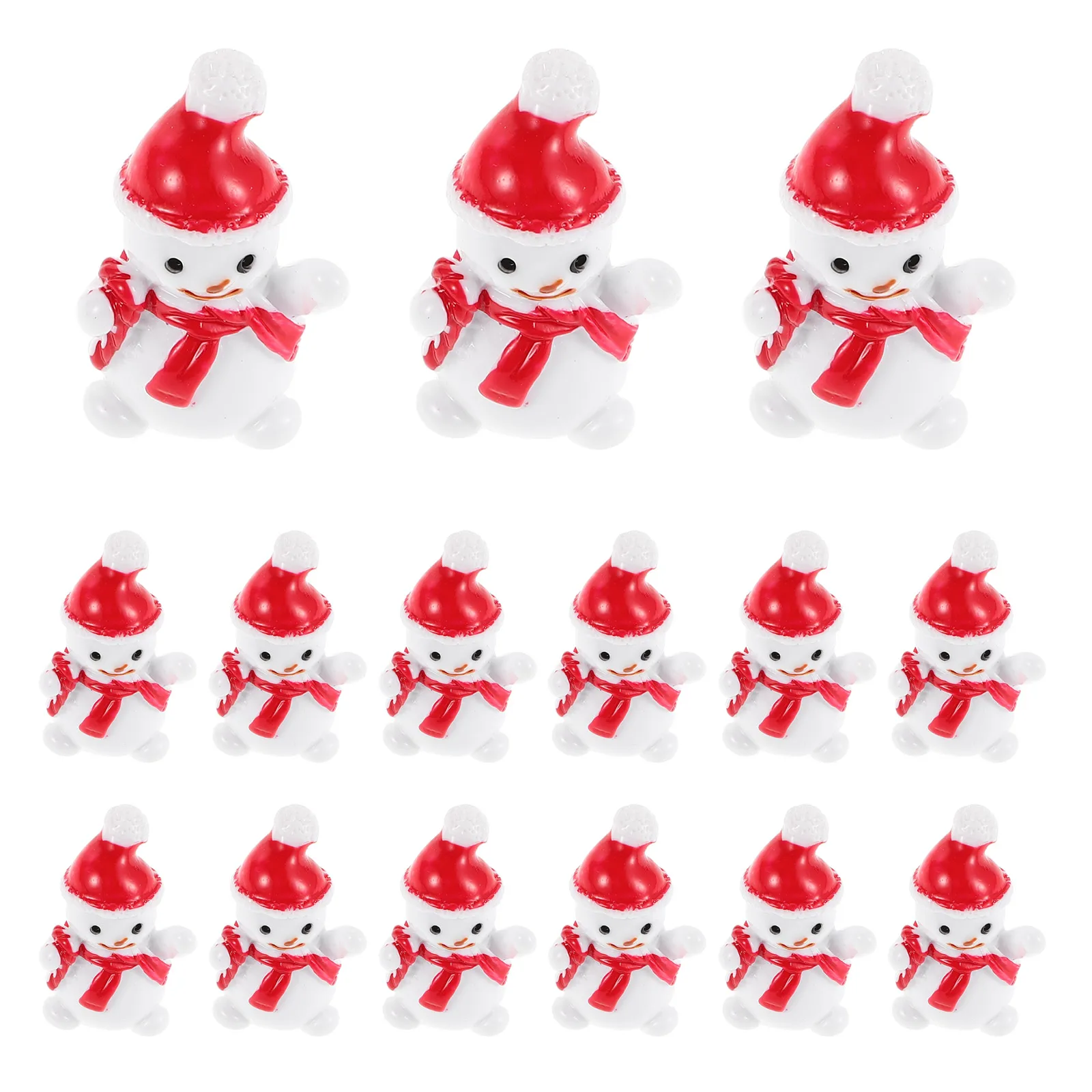 

20Pcs Christmas Miniature Resin Snowman Craft Bright Color Cute Design Micro Landscape Decor DIY Hairband Phone Case Accessories