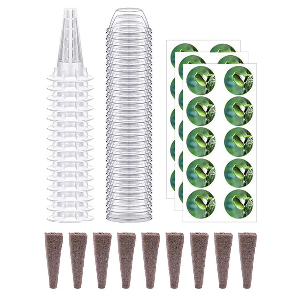 

1 set 1 Set Hydroponic Growing Containers With Transparent Domes For Indoor Garden, Grow Baskets Hydroponics Net Pots Plant