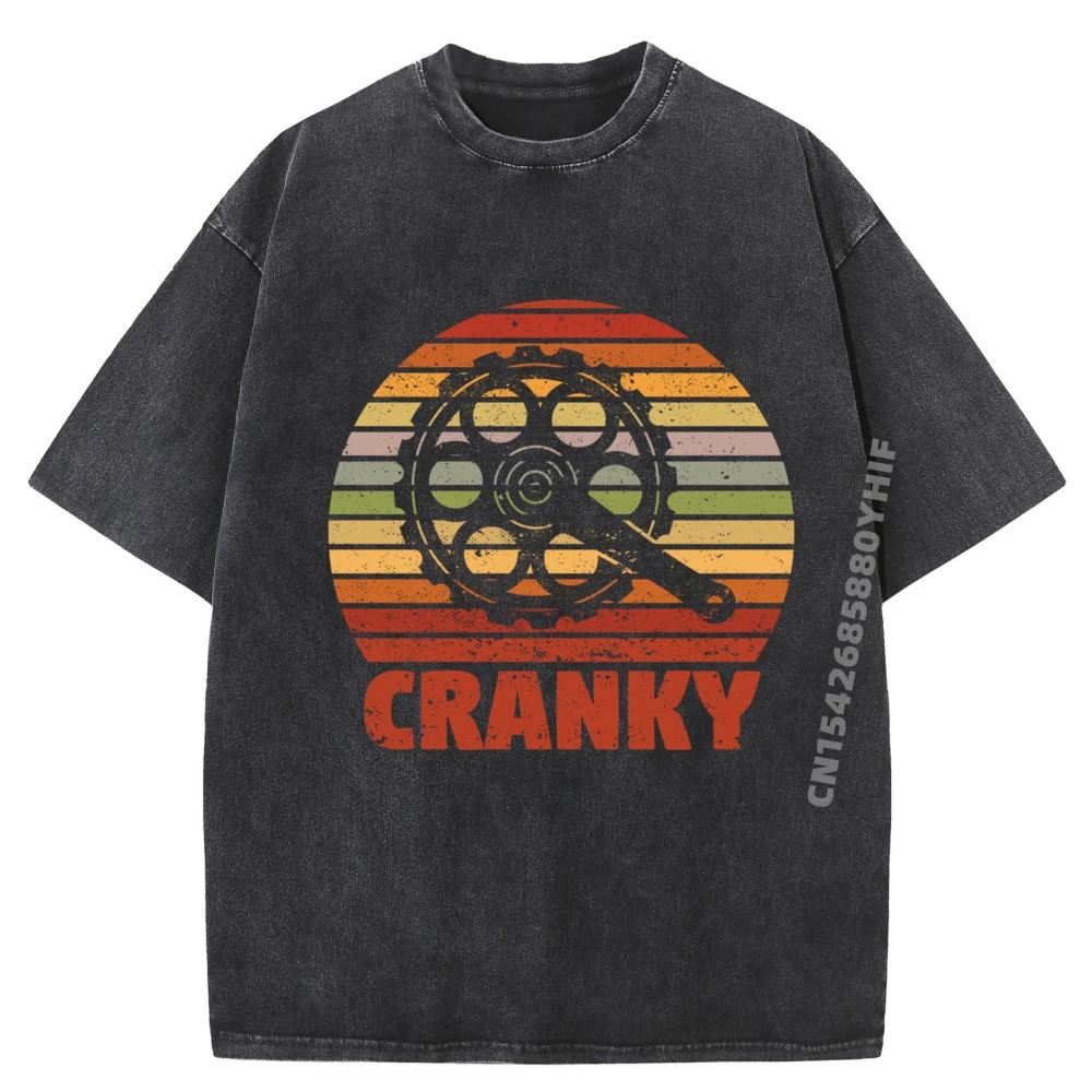 

Cranky Funny Bicycle Lover Crank Cycling Biker Mountain Bike Graphic Tee Cotton Washed T Shirt For Men Hip Hop