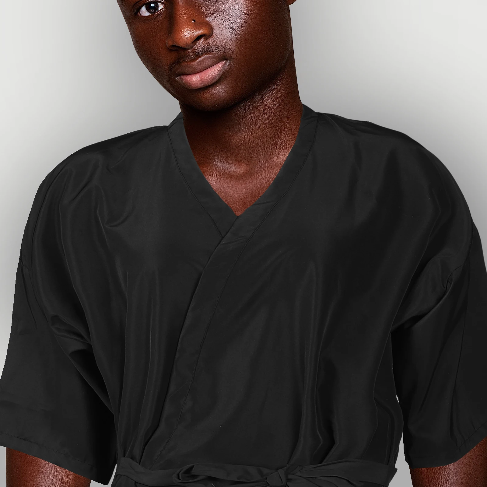 

Barber Smock Cape Hair Cutting Salon Gown Black Work Suit Lightweight Breathable Waterproof One Size Fits Most Stylist