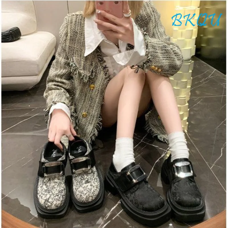 BKQU brand 2024 Spring Platform Shoes New Chinese Style 7cm Lolita Silk Segment Embroidery Breathable Light Cloud