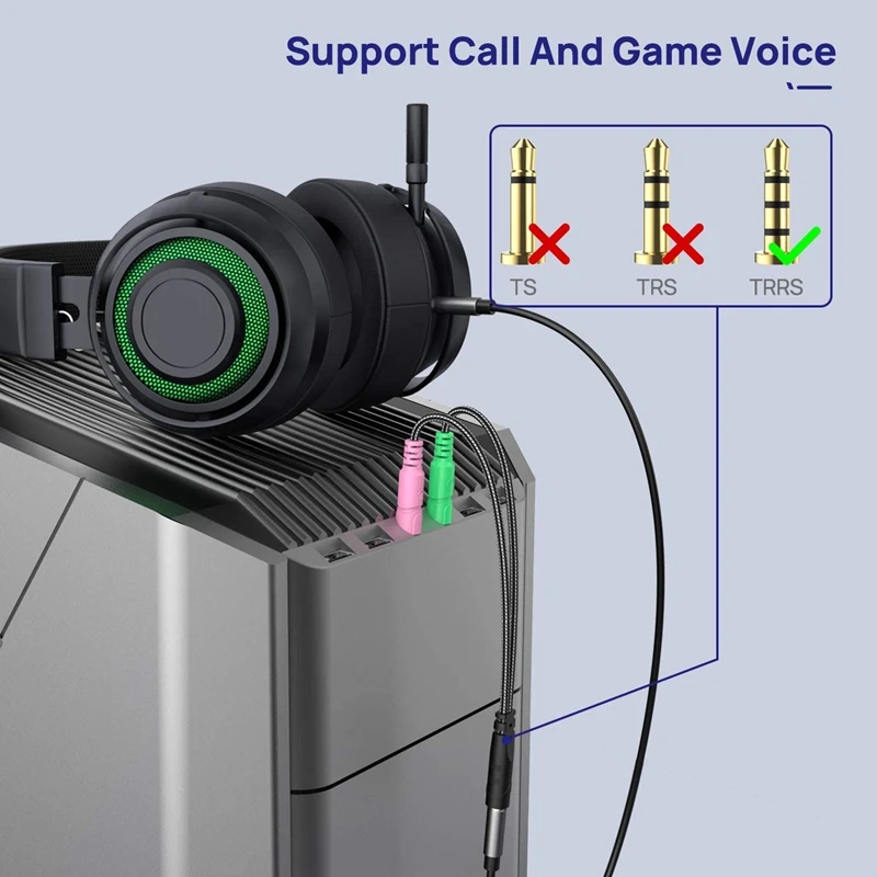 Headphone Mic Splitter 3.5Mm Mic Audio Splitter Headset Headphone Splitter For Gaming Headset And Computer