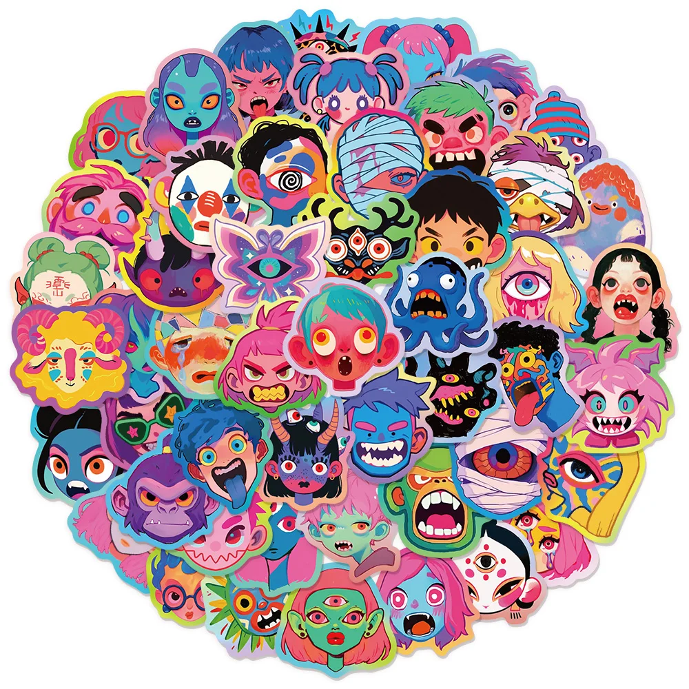 50PCS Fun Abstract Painting Art Graffiti Stickers DIY Luggage Notebook Water Cup Waterproof Stickers