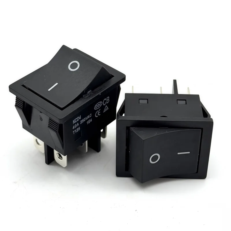 1PCS 40A 250V AC High Current ON/OFF Special for Eelding Machine KCD4 Sterling Silver Point Rocker Power Button Switches Black