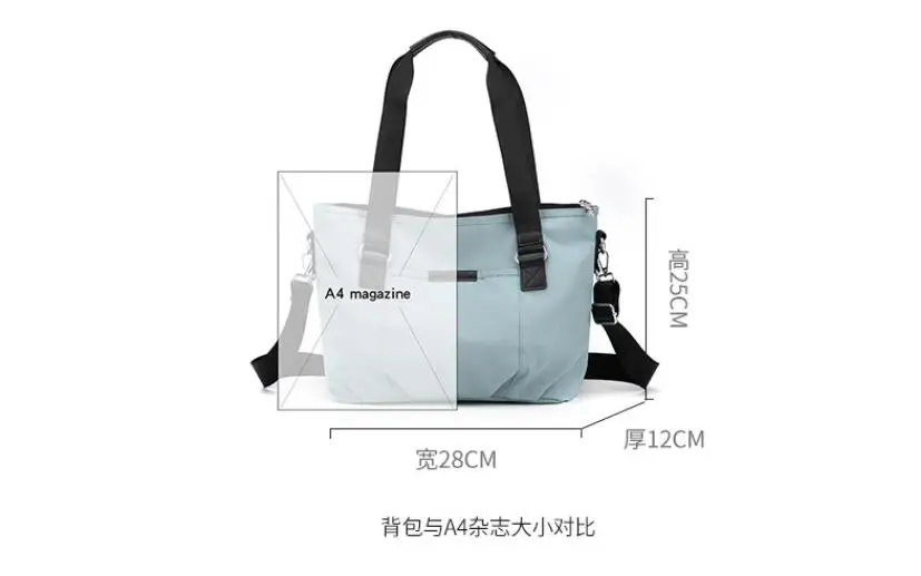 Bolso de hombro de nailon negro para mujer, bolsa de mano de gran capacidad, versátil, a la moda coreana, 2024