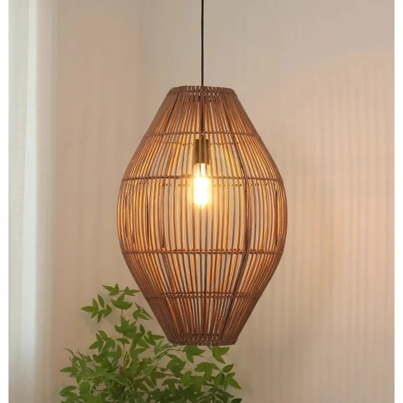 

Retro Rattan Cane LED Pendant Lights for Living Bedroom Restaurant Loft Pendant Lamp Home Décor Hanging Light Fixture