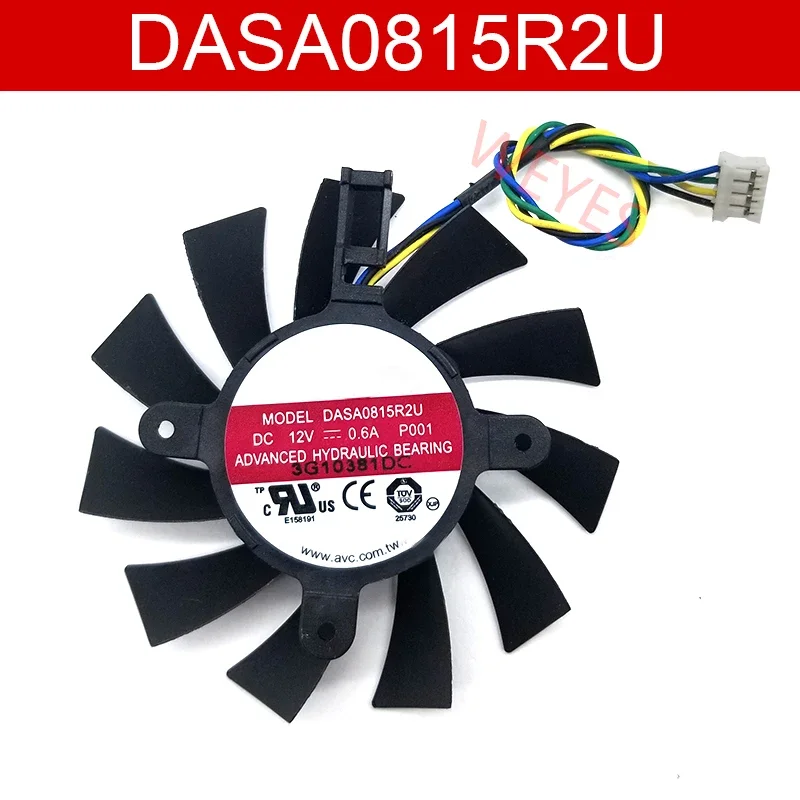 Ventilador de placa gráfica GTX460 550TI, DASA0815R2U, DC 12V, 0.60A, Diâmetro 75mm, 4Pins, Refrigeração