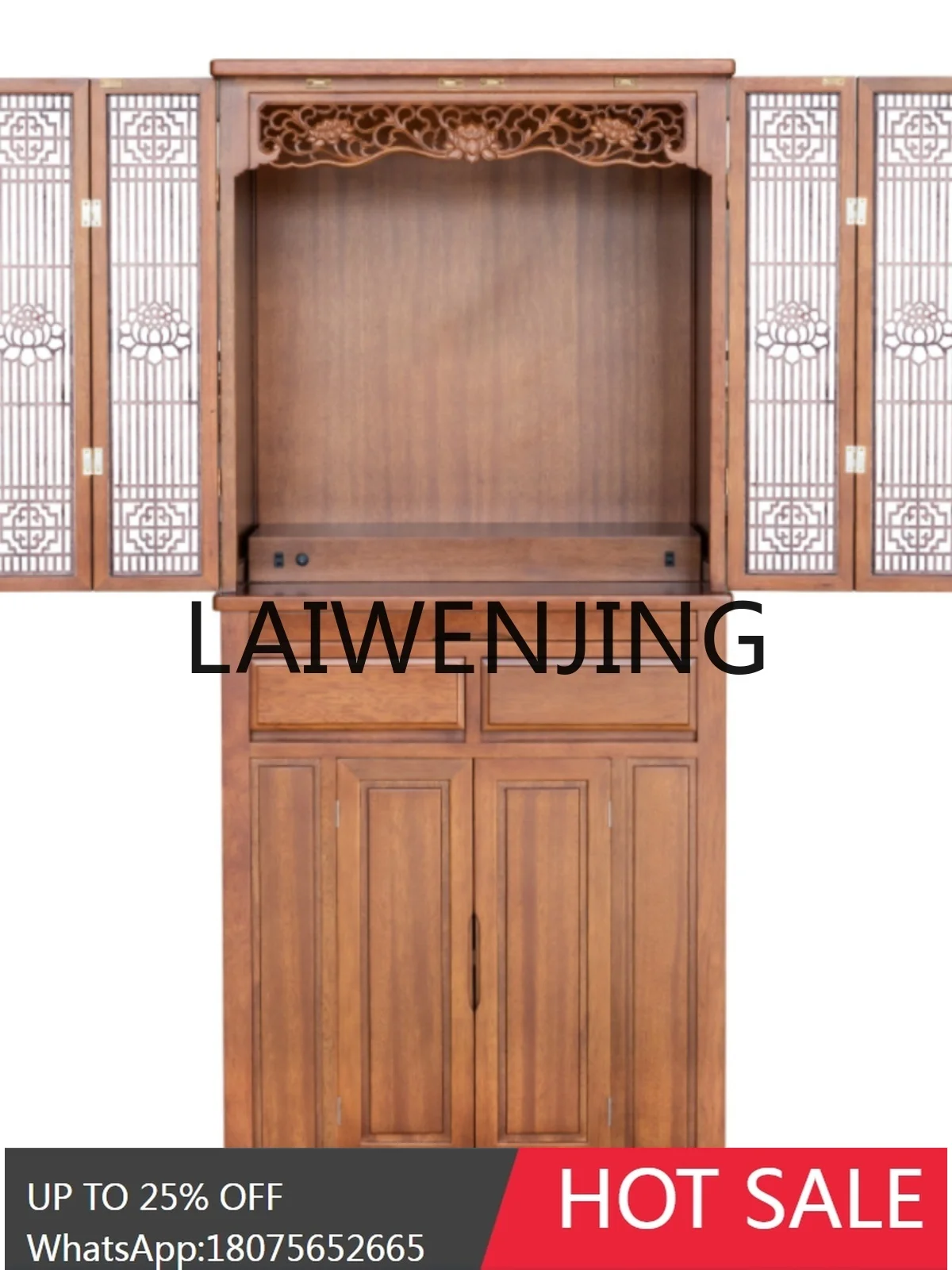 Buddha Niche New Chinese God of Wealth Altar Cabinet Small Avalokitesvara Cabinet Buddha Cabinet