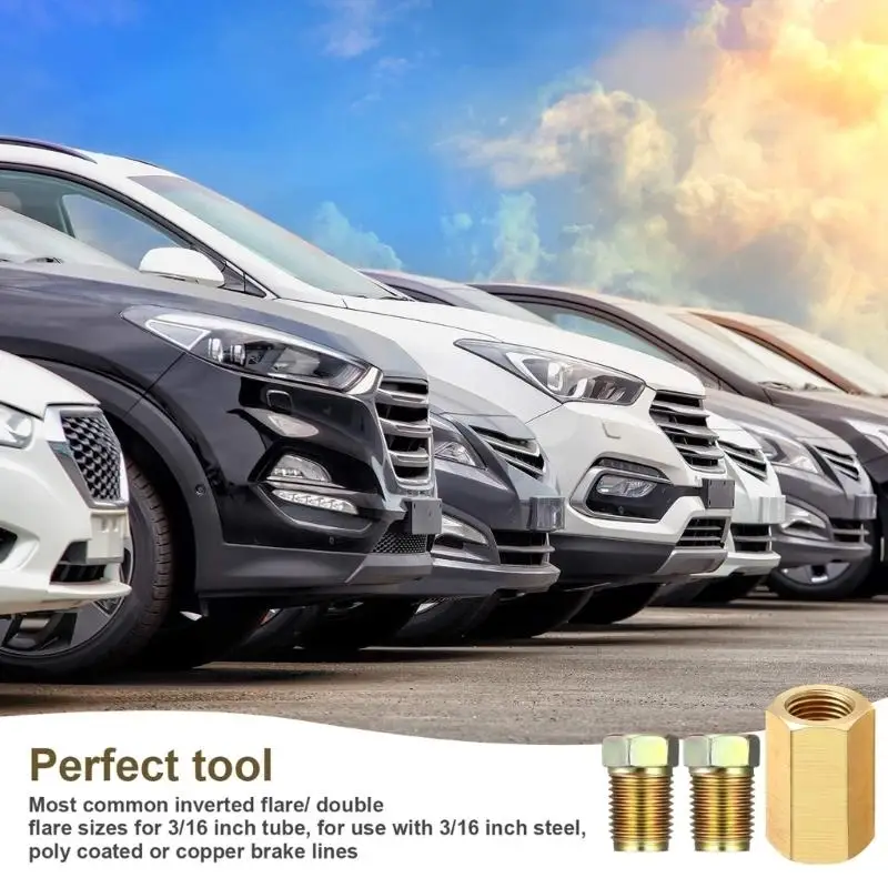 

02DE Brake Line Fittings for 3/8-24 Inverted Flares,12 Fittings for 3/16 Tube,Brass Adapter, Pack of 12