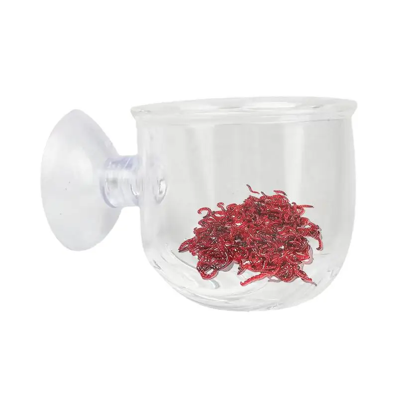 Alimentador de minhoca de sangue para aquário, salmoura, camarão, verme vermelho vivo, copo de alimentação de peixe com costura, copo de planta de vidro para plantas de aquário, camarão vermelho