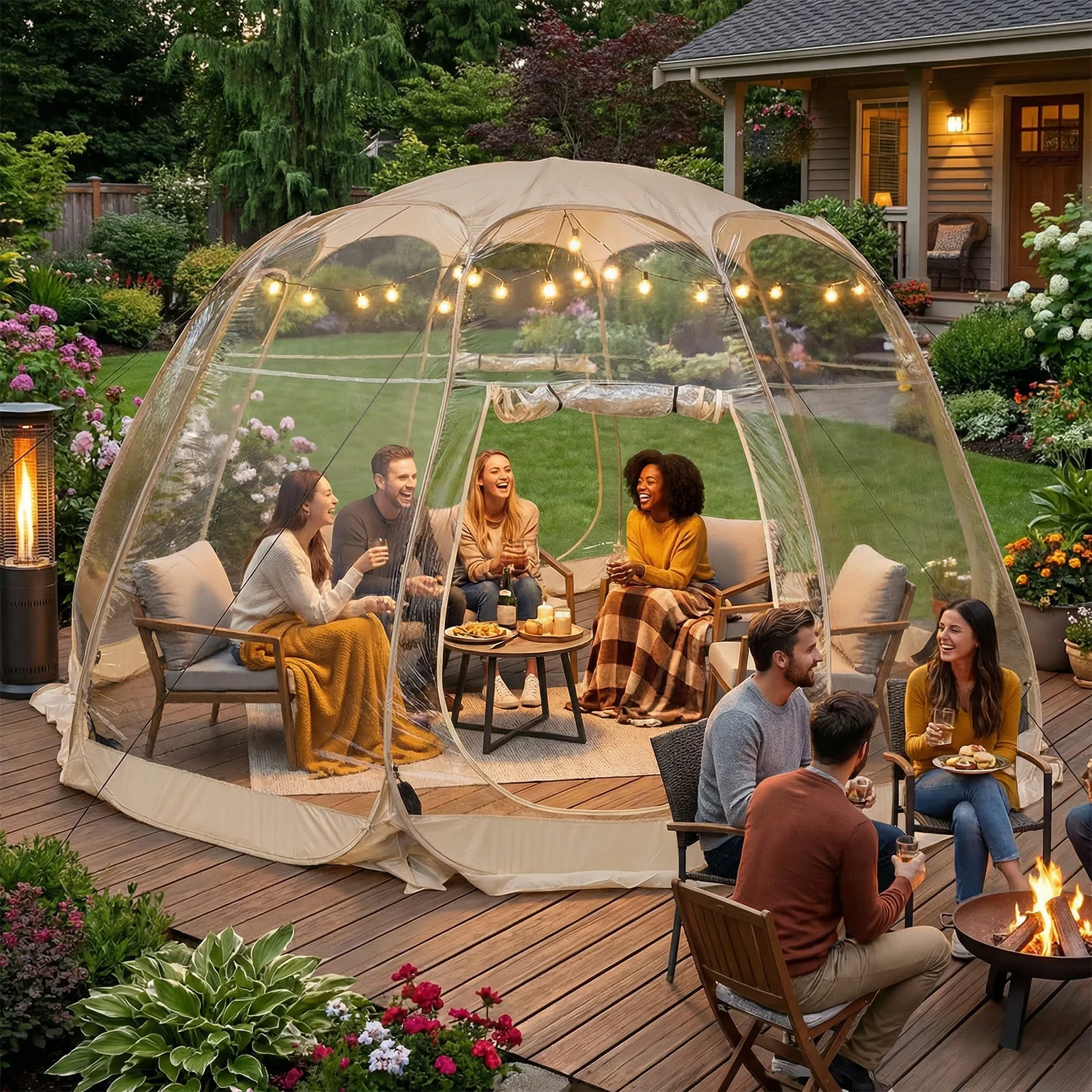 

Large Instant Pop-Up Bubble Tent Weatherproof Outdoor Igloo Oversize Camping Pod Patio Cold Protection Screen House