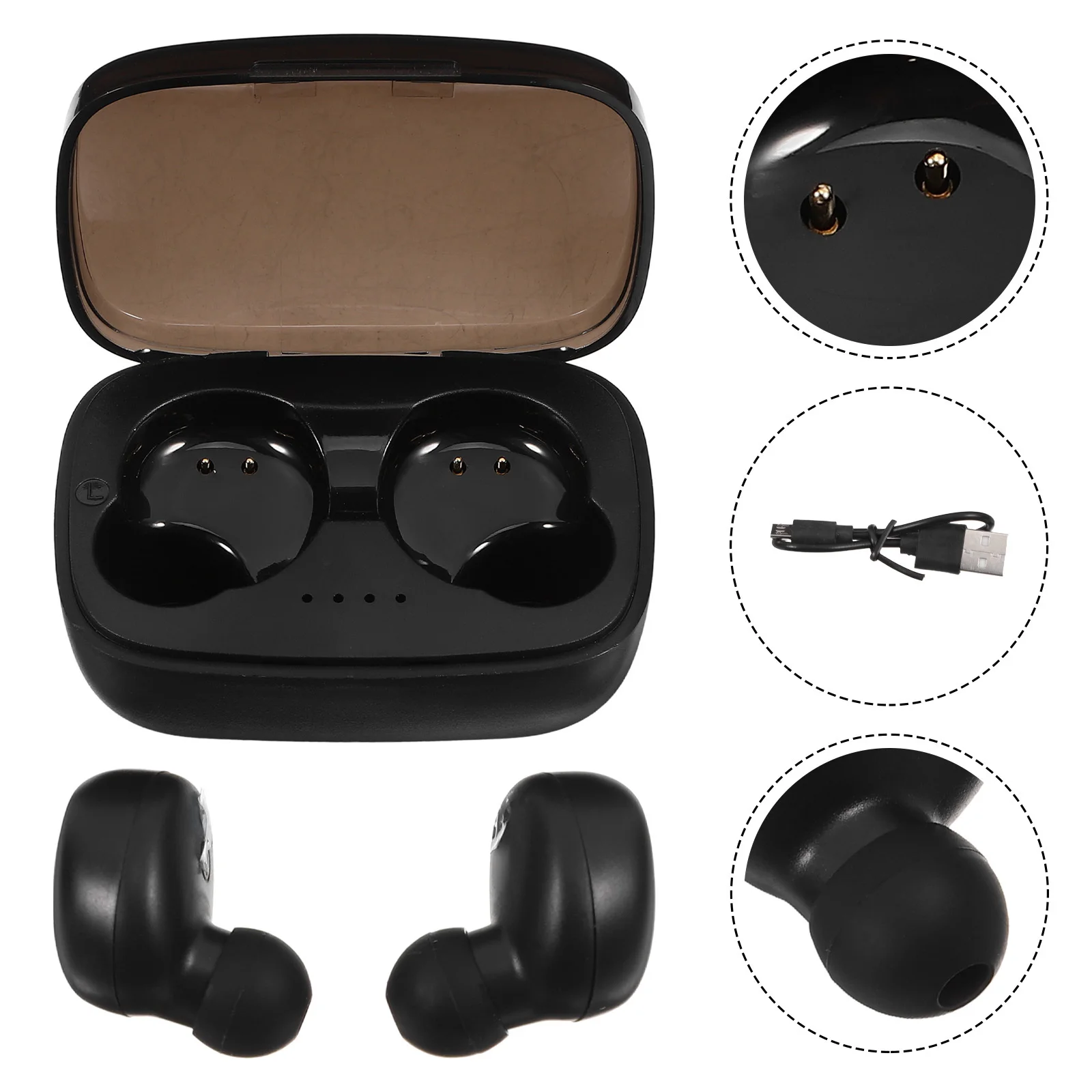 

1 Pair Wireless Earbuds Small Lightweight Ergonomic Design Noise Reduction Hifi Sound Magnetic Charging Case Auto