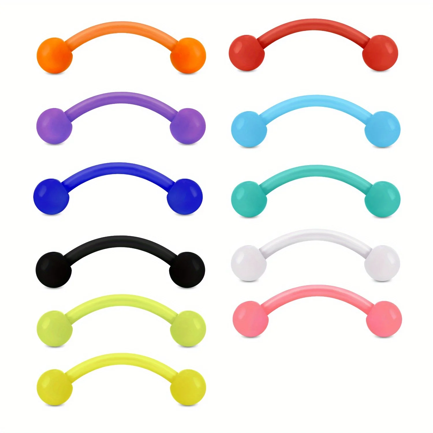 11pcs 8mm Colored Plastic Eyebrow Studs Soft Material Lip Studs Cartilage Earrings Nose Nail Body Piercing Jewelry
