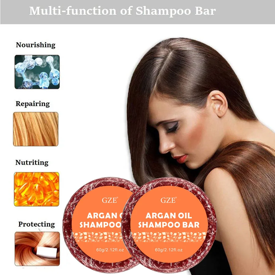 GZE Argan Oil Shampoo Bar for Dry Hair-Gentle Moisturizing-Tropical Scent - SLS Free, Sulfate-Free, Soap-Free, Zero Waste