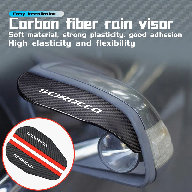 Espejo retrovisor para coche, visera tipo ceja para lluvia, accesorios de fibra de carbono para Volkswagen GTI Polo Golf Scirocco Jetta Tiguan GTD 2008