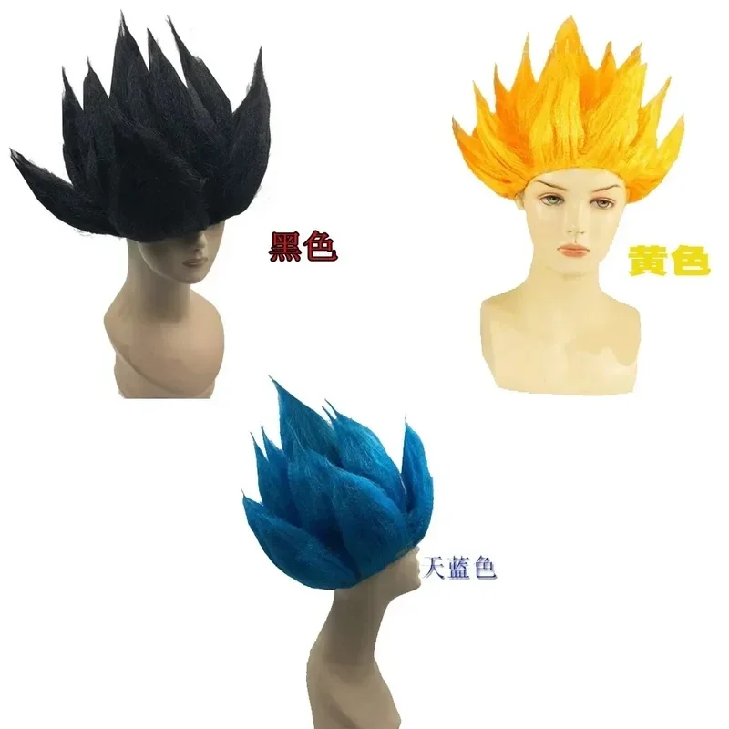 Traje Premium para Adultos, Disfraz de Cosplay de Son Goku y Majin Vegeta, Traje de Superhéroe de Anime, Pelo Negro, Disfraz de Halloween