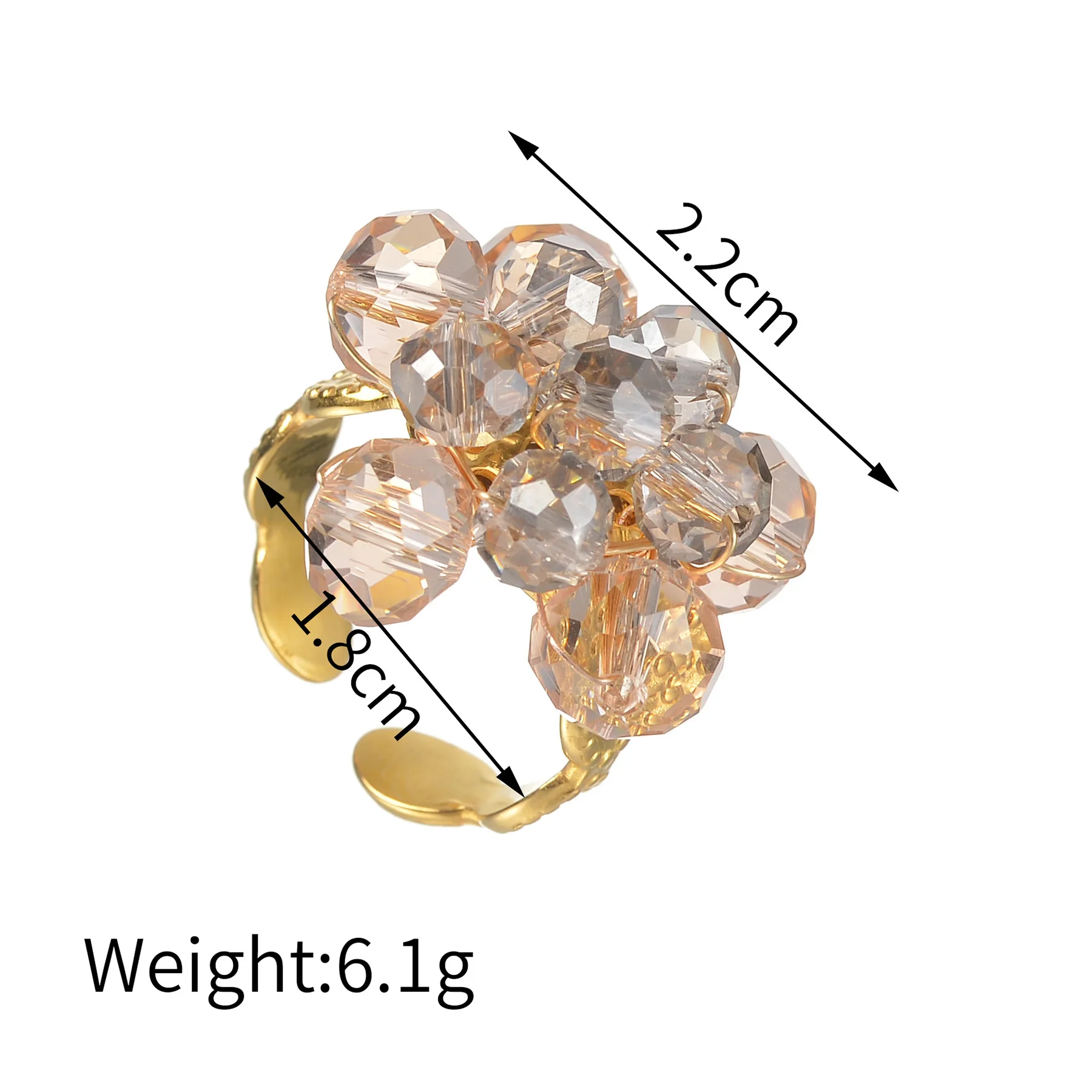 Freeteeme Simple Colorful Bead Flower Gold Color Ring for Women Stainless Steel Open Ring Acrylic Bead Cute Jewelry Wholesale