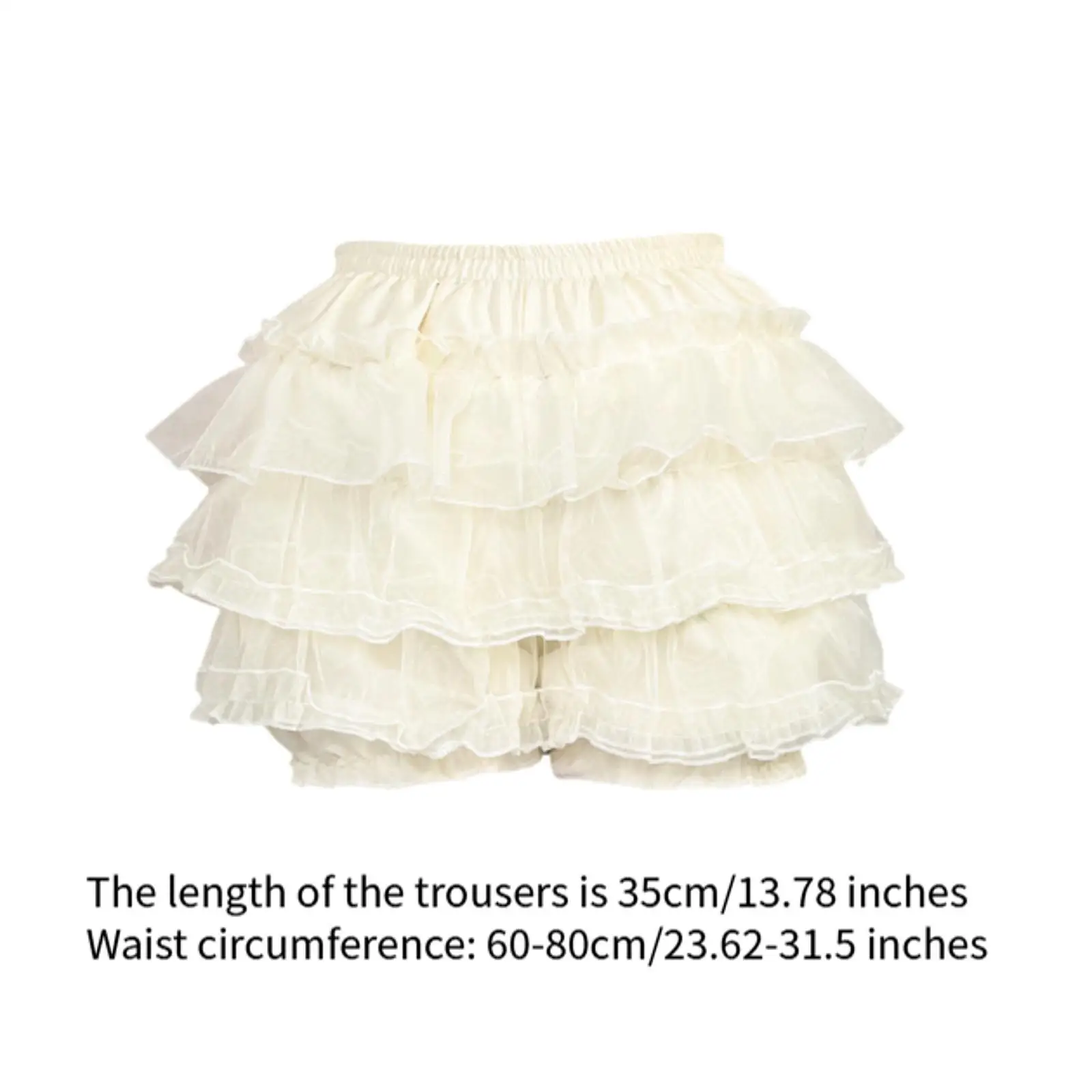 Women Y2K Lace Ruffle Bloomers Organza Mini Pumpkin Shorts Sweet Lolita Layered Bottoms for Cosplay Party
