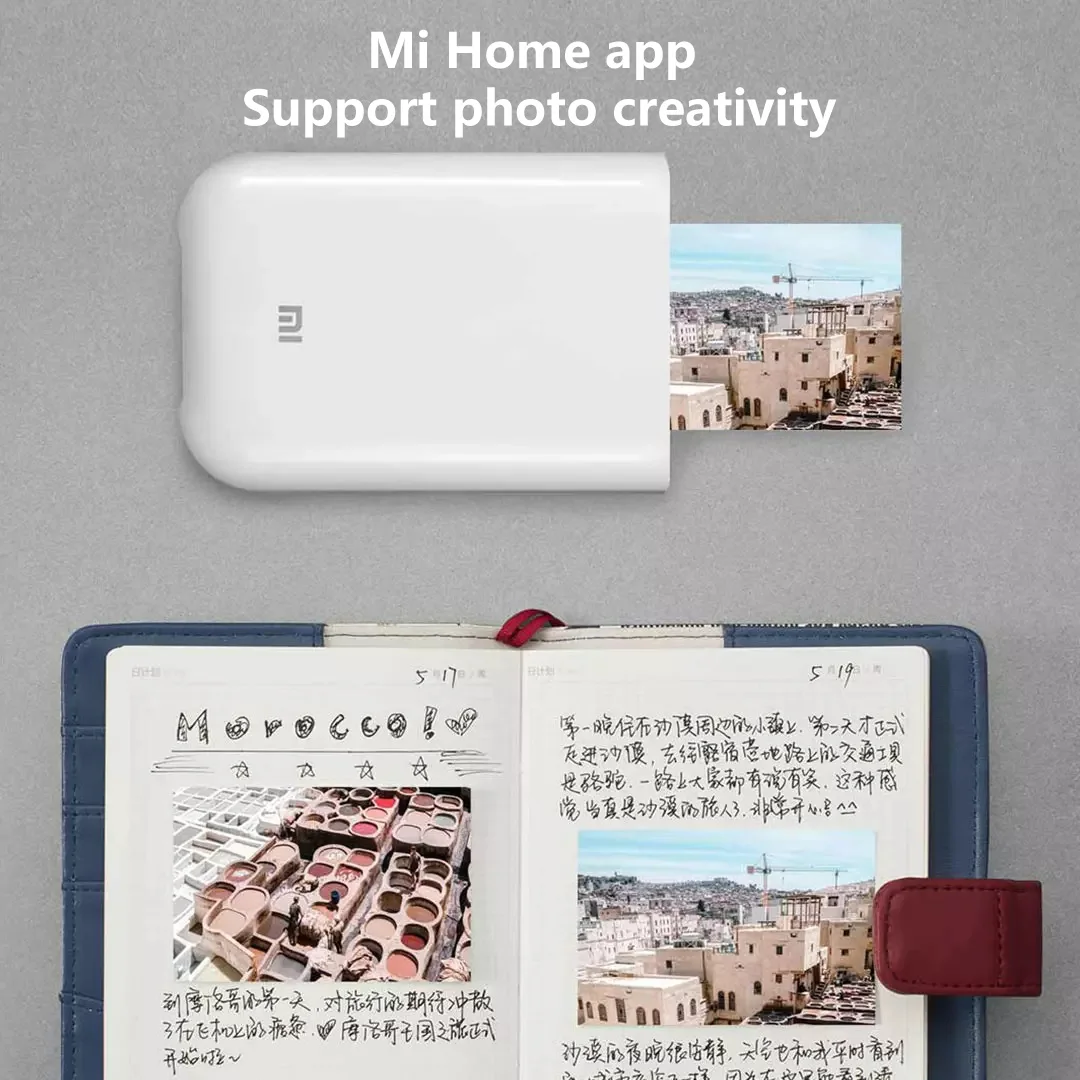 Xiaomi-impresora de bolsillo ZINK AR, foto y vídeo, bricolaje, Bluetooth, sin tinta, portátil, de 3 pulgadas, para desarrollar fotografías