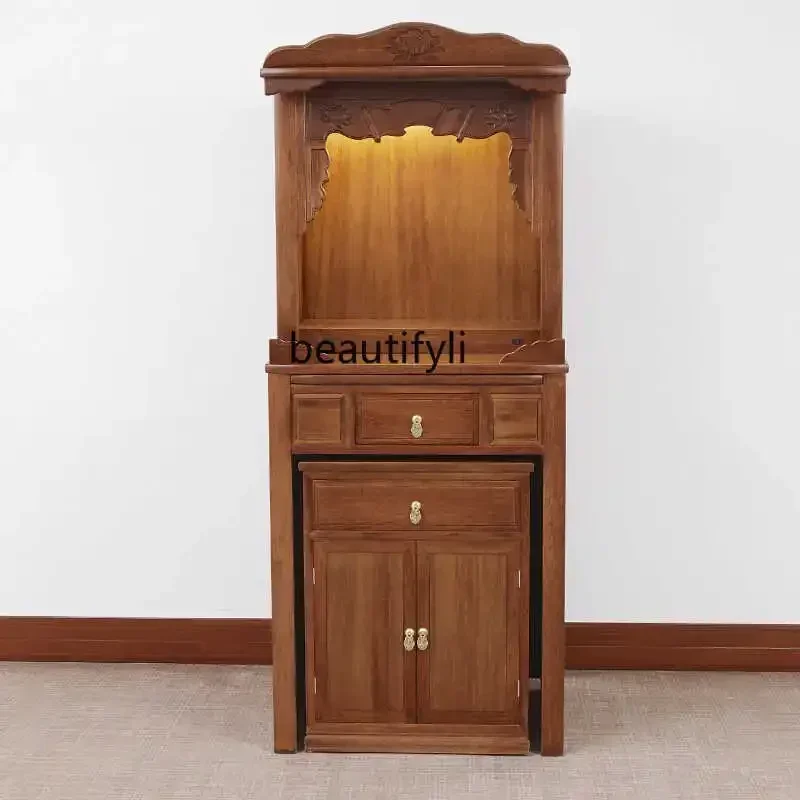 

Buddhist shrine cabinet solid wood modern New Chinese shrine Golden Teak Buddhist Cabinet Bodhisattva Cabinet