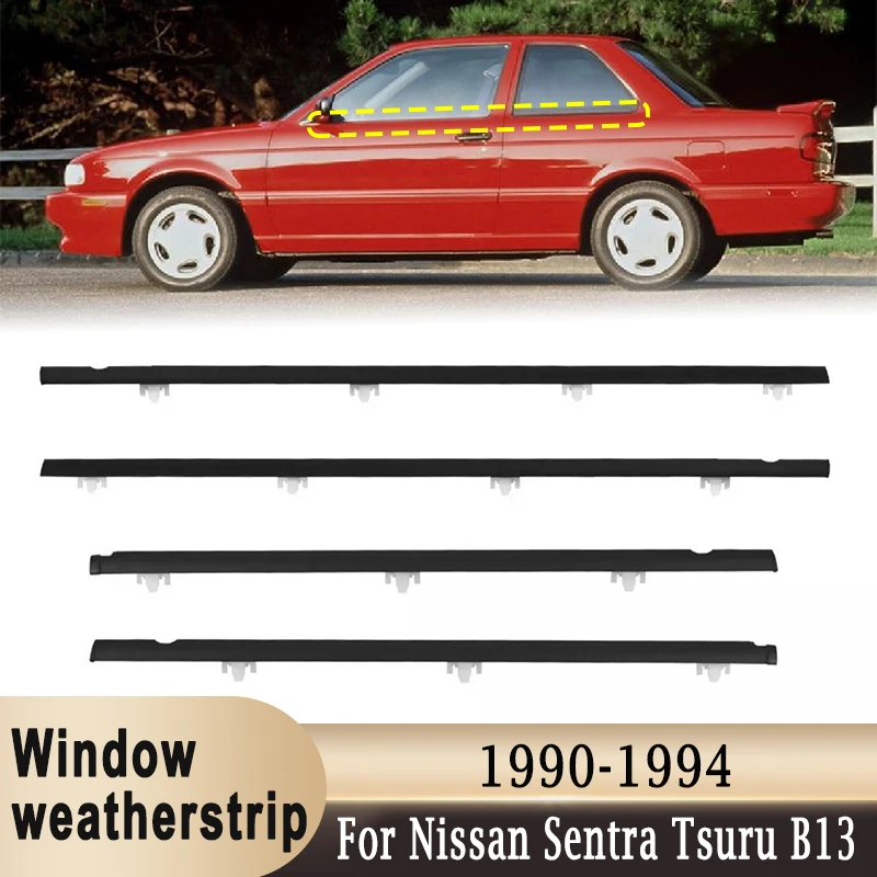 

4 Door Window Weatherstrip Belt Trim For Nissan Sentra B13 Tsuru Sunny Sedan 1990-1994 Windows Glass Waterproof Sealing Strips