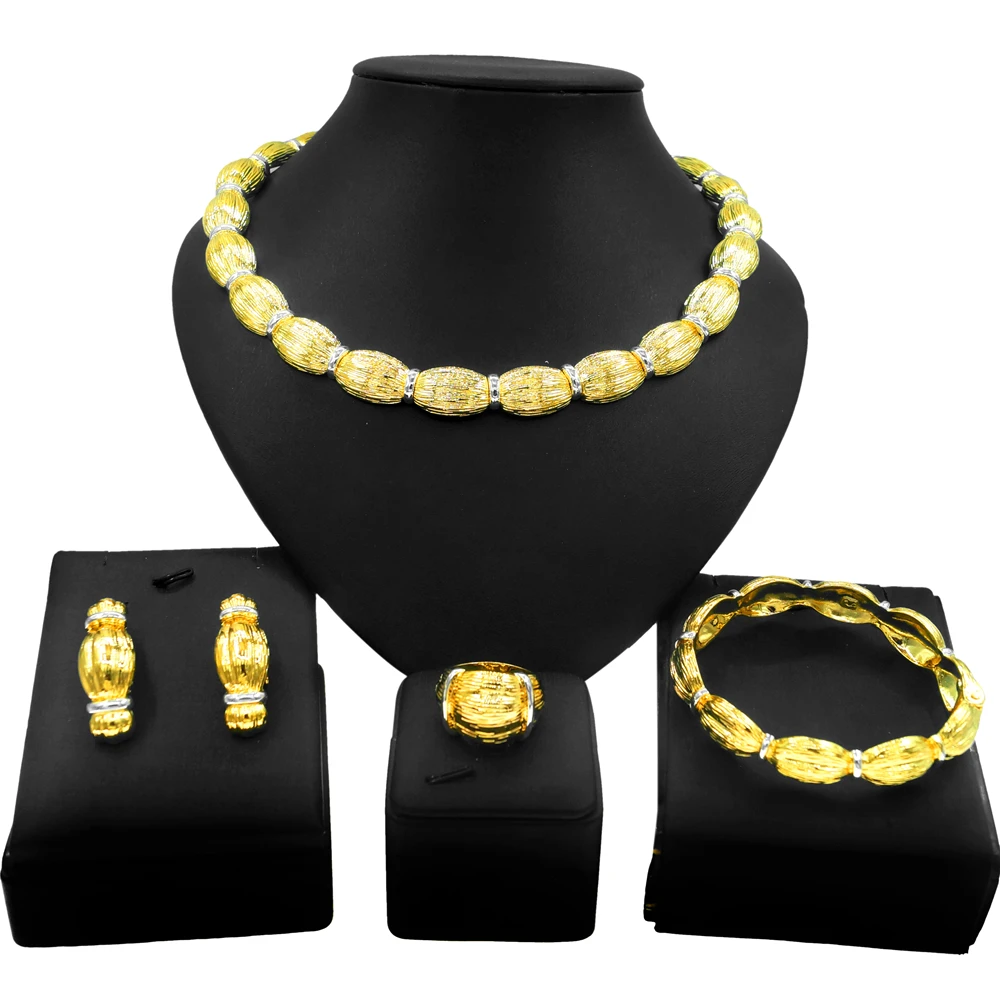 Yulaili sells Dubai gold plated jewelry set three-dimensional shape atmospheric fashion African couples dating and marriage ring