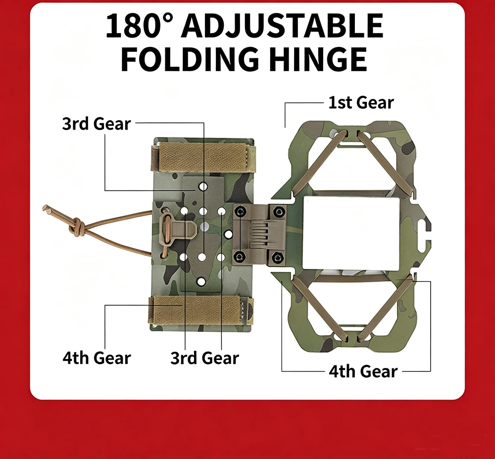 Taktisches Navigationsboard MOLLE-Halterung Handyhalter Taktische Weste Universelle Faltbare Telefonhalterung Airsoft – Detail 4