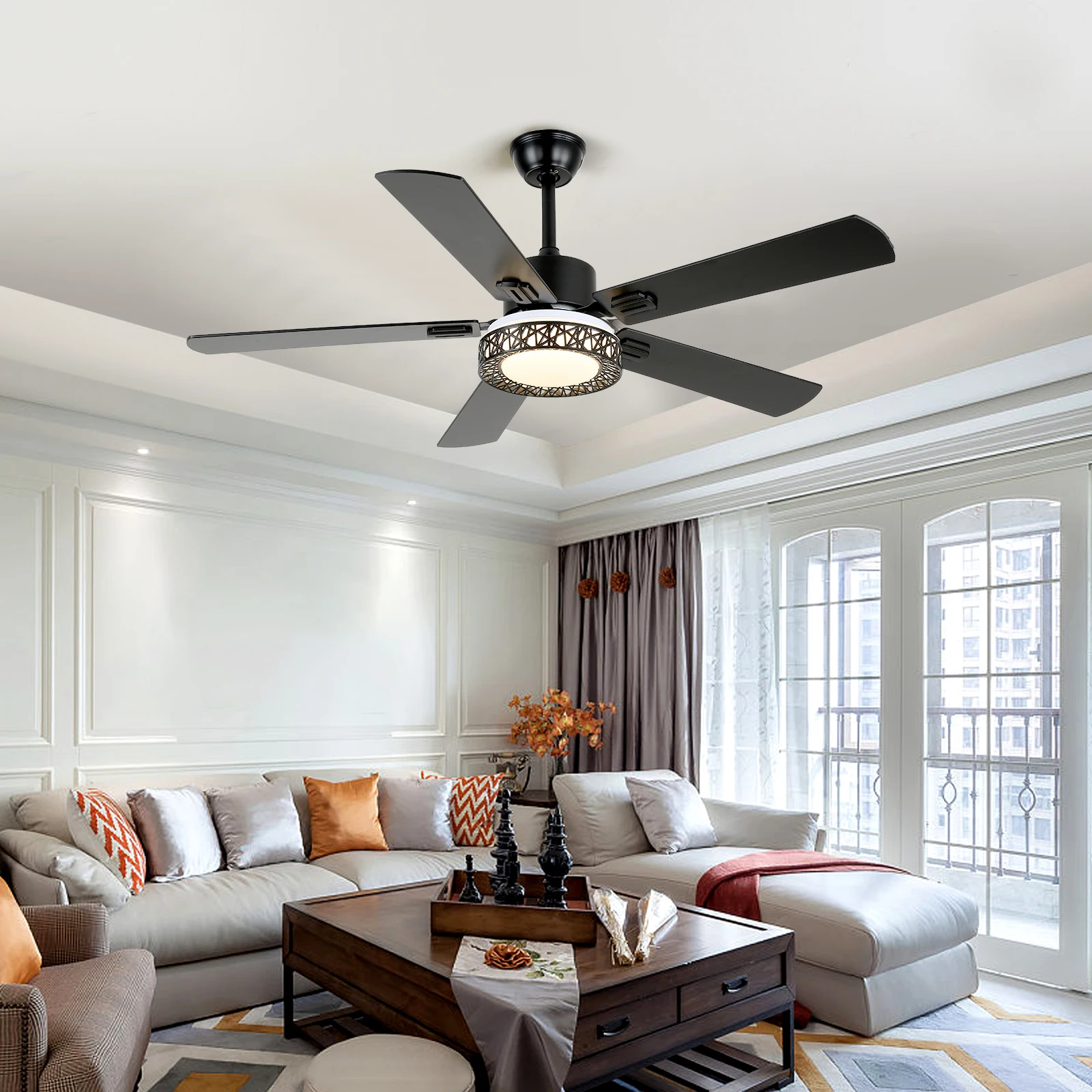 VETRULUS مروحة ضوء السقف الخشبية مع جهاز التحكم عن بعد غرفة المعيشة غرفة الأطفال Led مصباح السقف إضاءة ديكورية المنزل