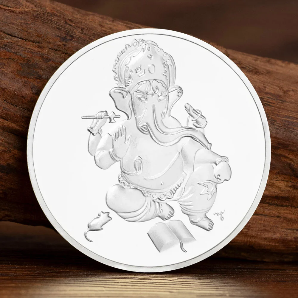 The Legend of Ganesha Silvery Plated Souvenir Coin Basso-Relievo Coins Hinduism Collectible Gift