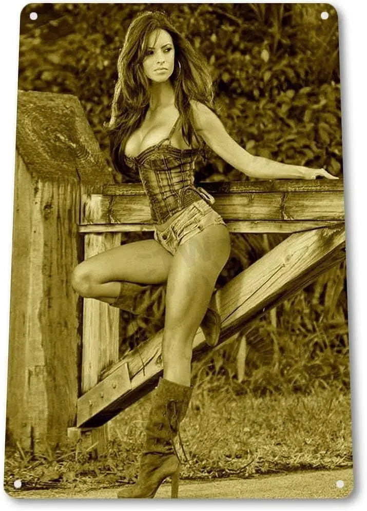 TIN SIGN B611 Gate Guard Country Pin-up Girl Farm Ranch Pin-up Decor Metal Tin Sign es, TinSignEUa40505-Aluminum