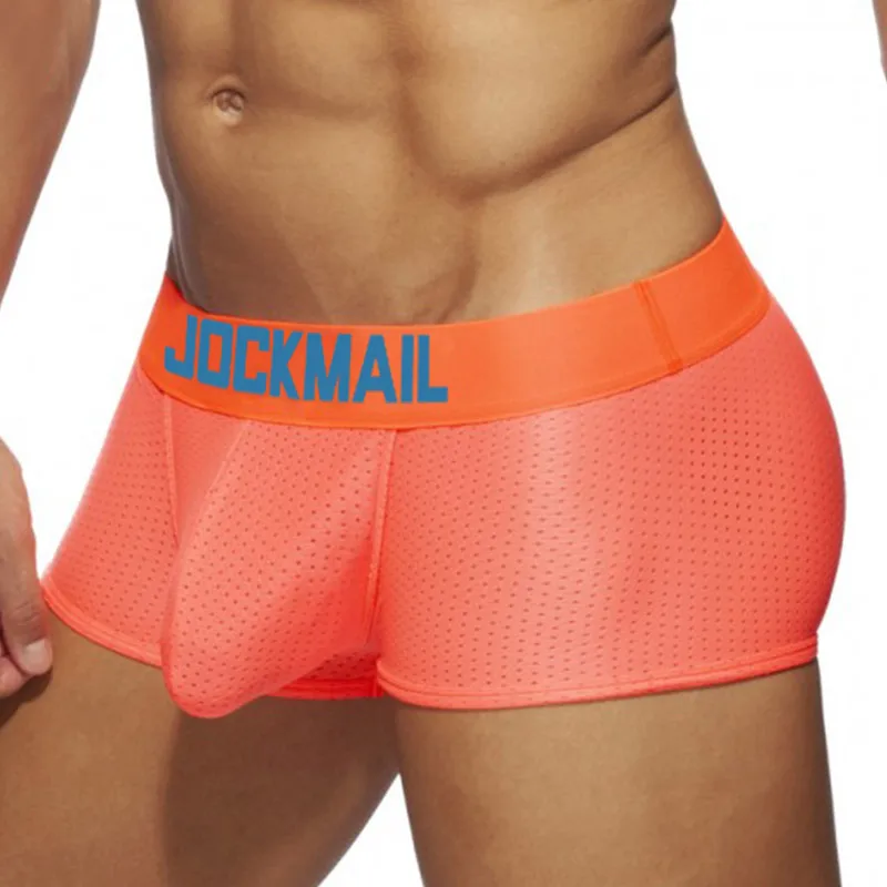 JOCKMAIL Mens Boxer Sexy Underwear Nylon Boxershorts Mesh Soft Underpants Male Panties 3D Pouch Shorts Under Wear Pants Short