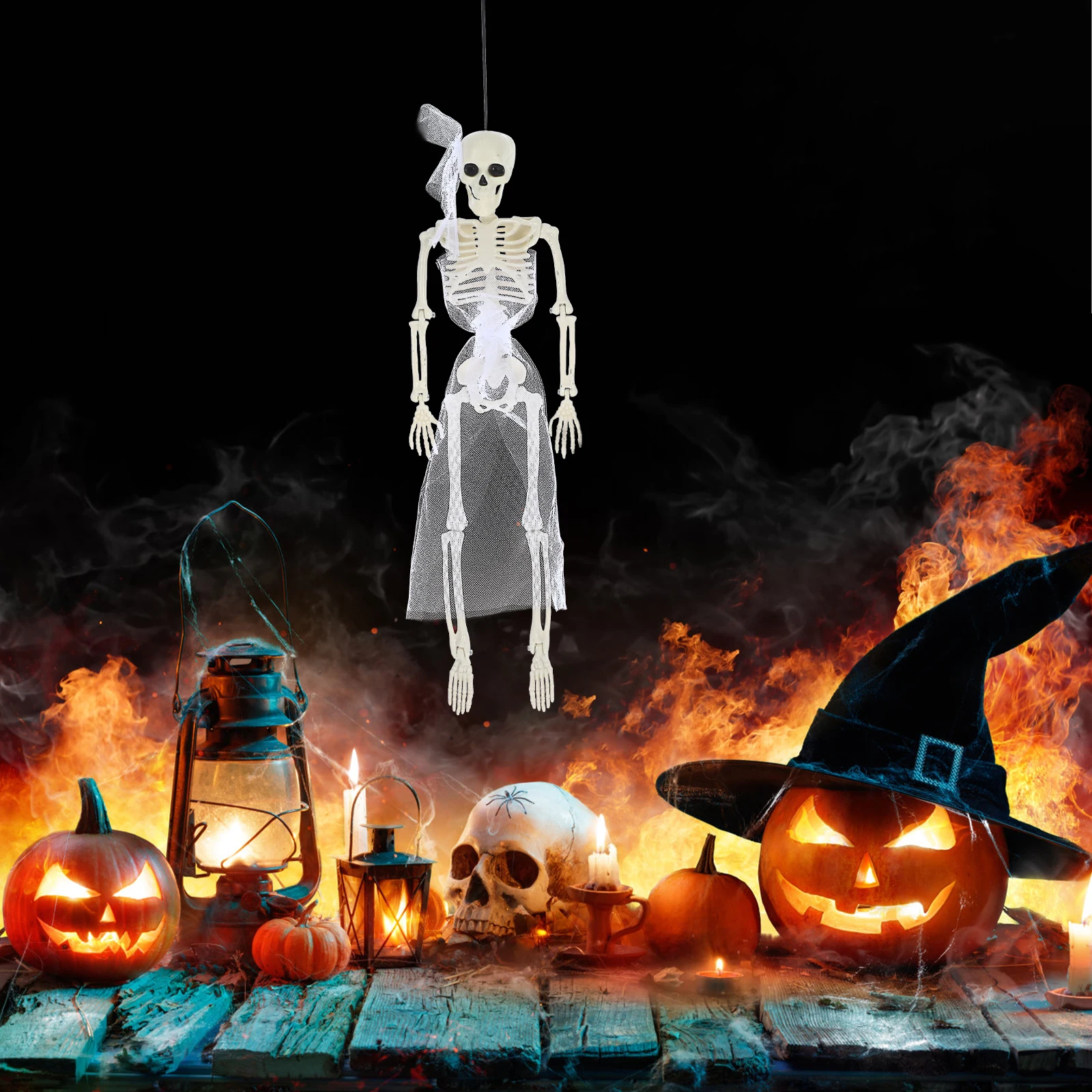 

1pc Statue Skull Figurine Realistic Plastic Decorations for Office Home Halloween Wedding Baby Bones Ornament