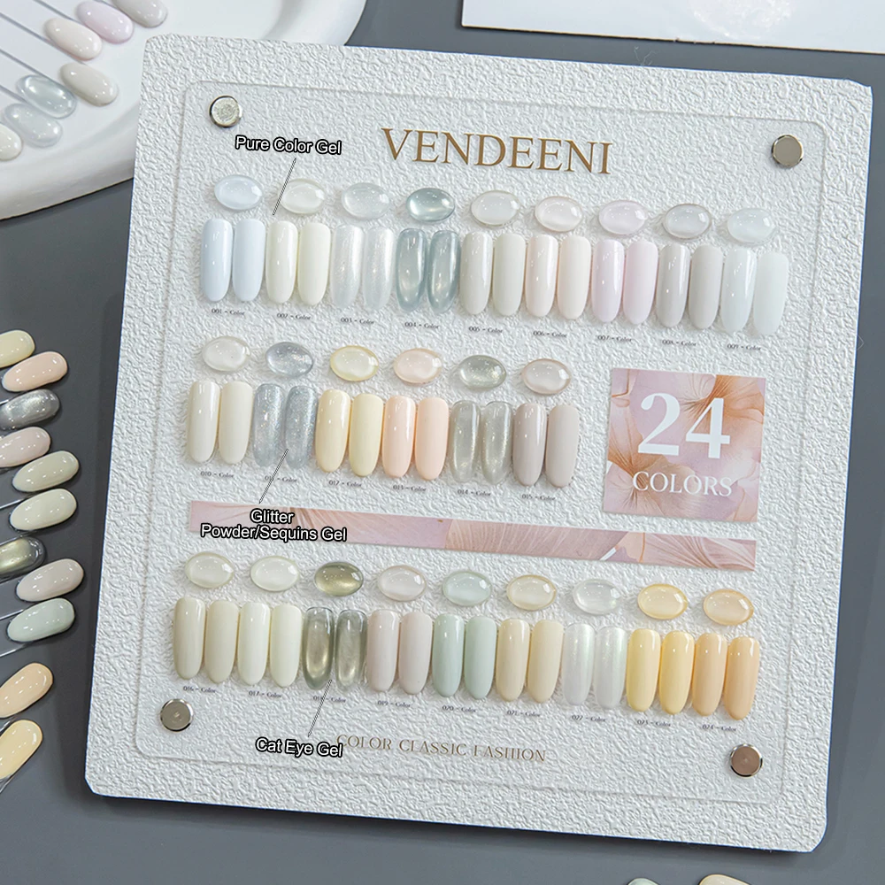 Vendeeni 24 Farben Hochpigmentiertes Gel-Nagellack-Set UV-Reinfarben-Glitzer-Gel Magnetisches Katzenaugen-Gel mit Display – Detail 19