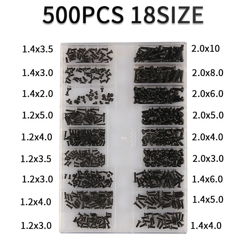 18 Types Mini Screw Nuts 500Pcs DIY Kit Laptop Computer Assemble Repair Screws Fastener Set For Repairing Sunglass Phone
