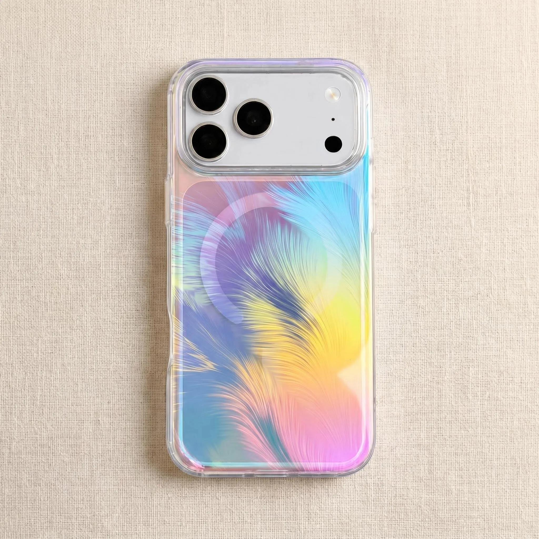 Luxury Gradient Transparent Feather Texture Magnetic Wireless Charging Phone Case Clear Lightweight Protective Cover For iPhone 17Pro Max 17 For Samsung Galaxy S26 Ultra S25 Ultra.