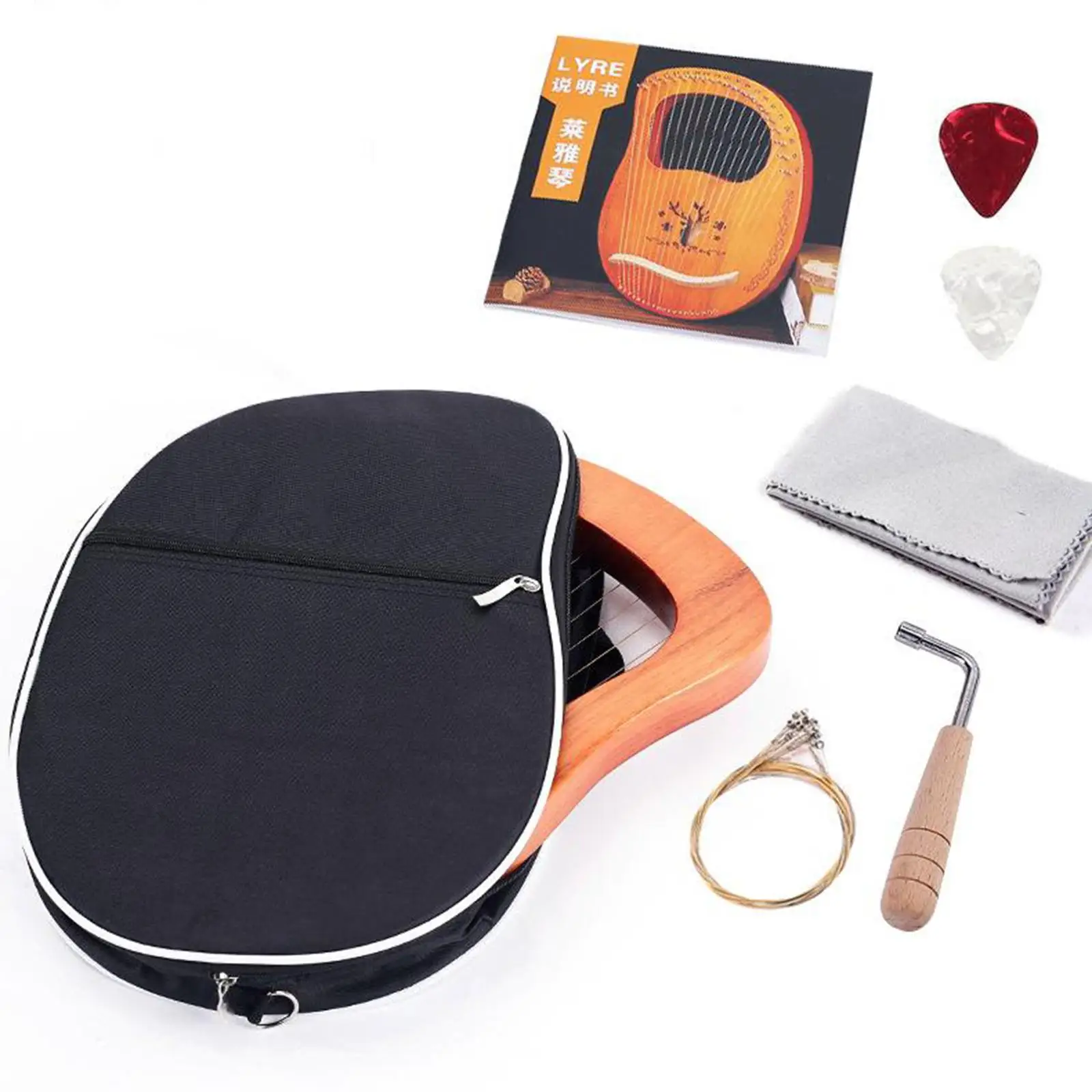 حقيبة حمل تخزين Lyre بسحاب 10 16 19 سلاسل Lyre Harp مع أسود #5