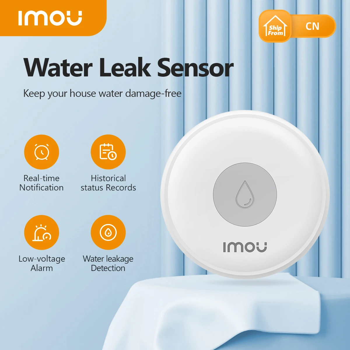 Imou เซ็นเซอร์วัดน้ำรั่วอัจฉริยะ WIFI ZigBee สัญญาณเตือนการตรวจสอบการแช่น้ำ IP66 imou ระบบอัตโนมัติในสมาร์ทโฮม