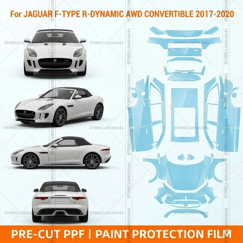 

Pre-Cut Paint Protection Film PPF Transparent Bumper Clear Bra Car Film For Jaguar F-Type R-Dynamc AWD Convertible 2017-2020