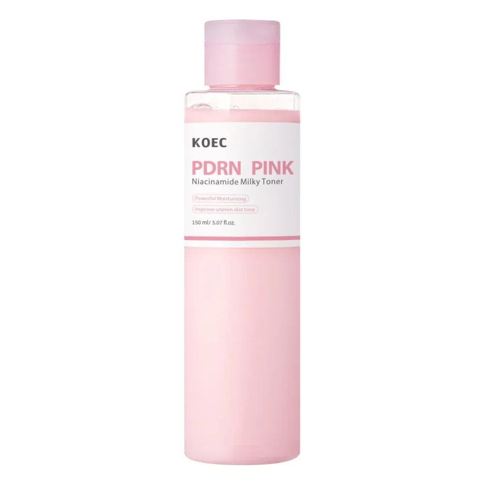 KOEC Toner leitoso rosa PDRN e niacinamida 150g, essência facial calmante e iluminadora para pele hidratada e uniforme