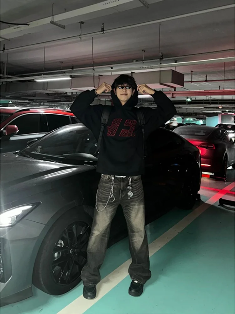 

Ретро-джинсы в американском стиле для мужчин: зауженные, расклешенные, черные, длинные брюки, молодежные, модные, в стиле High Street