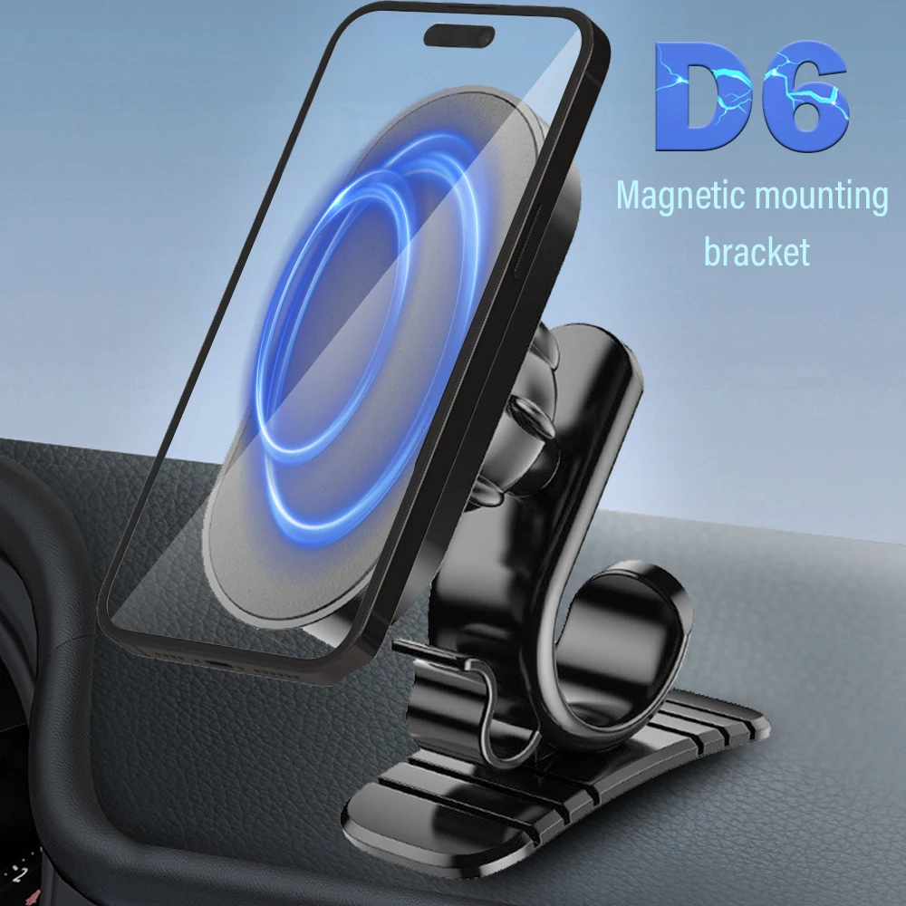 D6 Magnetic Mobile Phone Holder in Car 360 Rotating Mini Stand Mount Mobile Phone Bracket Cable Holder Stander Bottom Sticker